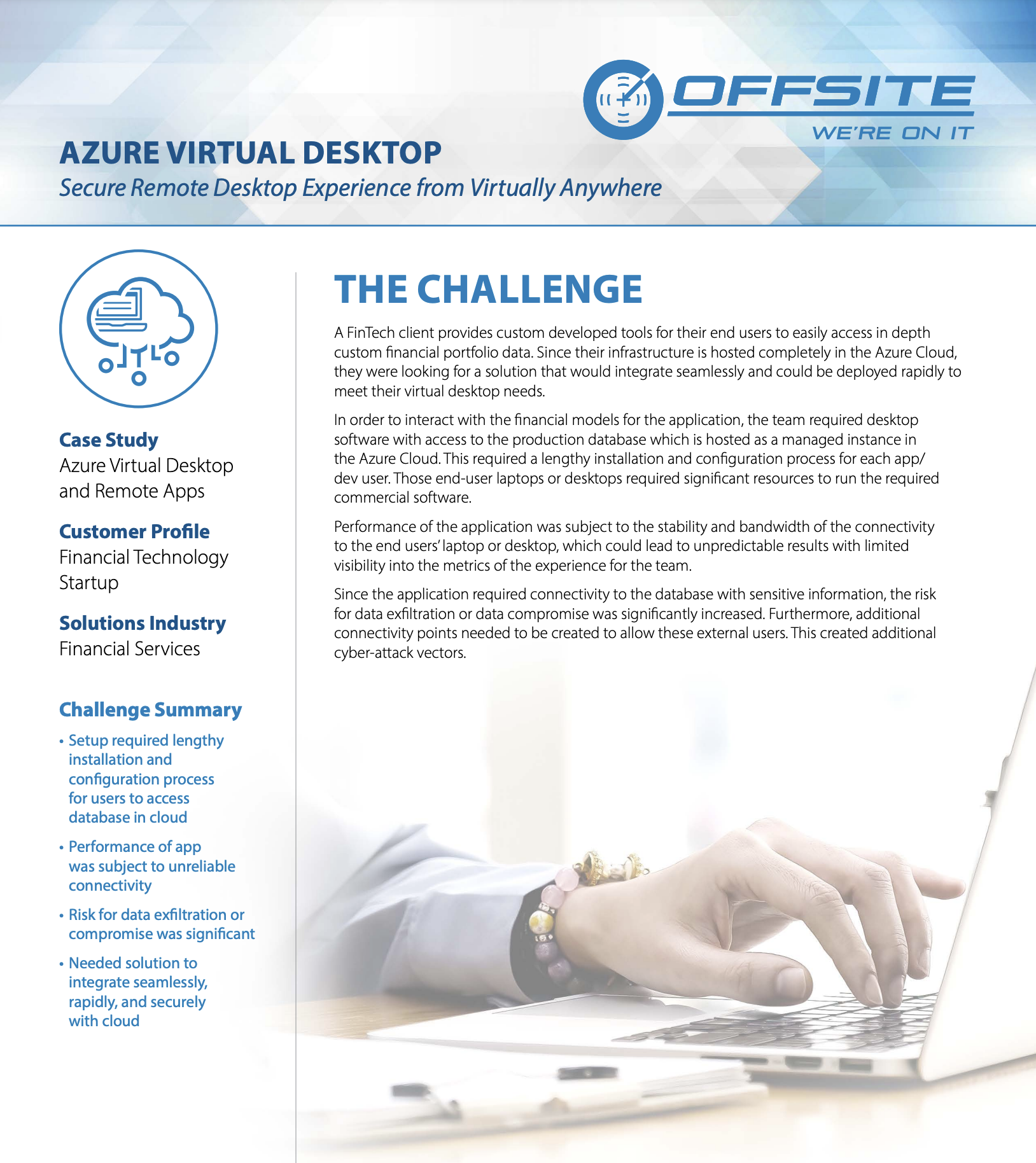 OFFSITE - FinTech case study providing Microsoft Azure services to the financial services industry